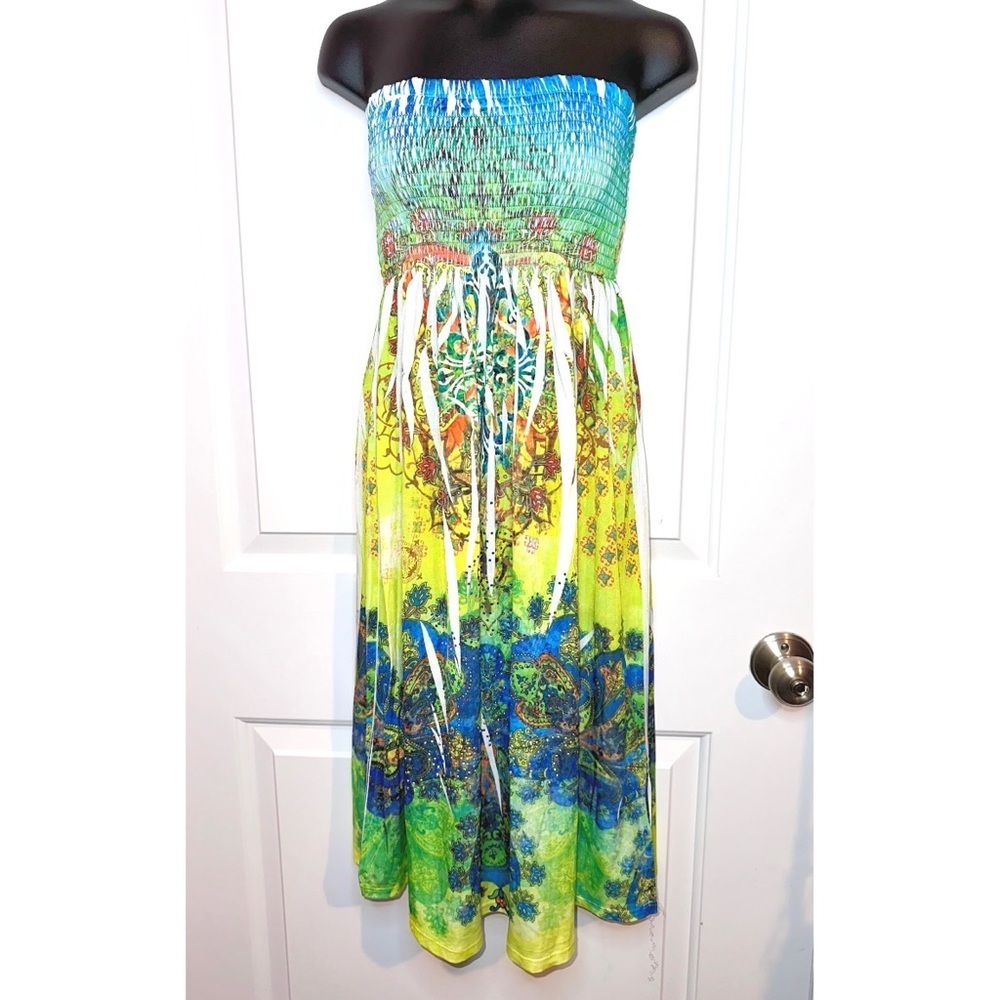 Cristinalove Multi colored Embellished strapless dress